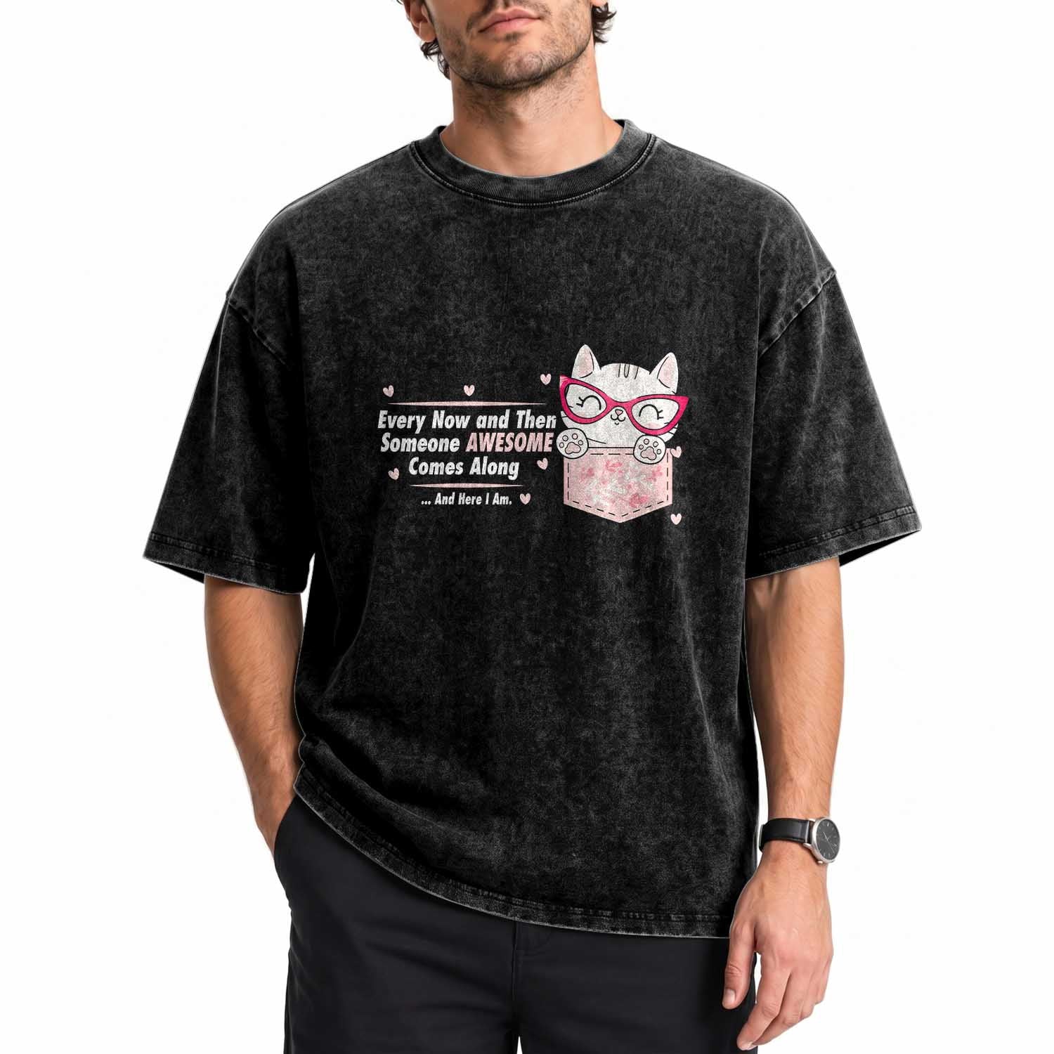 Funny Sarcastic Washed Cotton T-Shirt Every Now And Then Someone Awsome