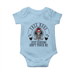 Funny Skeleton Sarcastic Gift Baby Onesie Free Hugs Do Not Touch Me TS12 Light Blue Print Your Wear