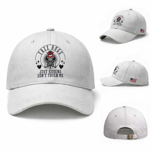 Funny Skeleton Sarcastic Gift Baseball Cap Free Hugs Do Not Touch Me TS12 Baseball Cap Universal Fit White Print Your Wear
