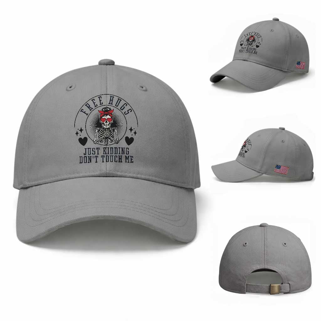 Funny Skeleton Sarcastic Gift Baseball Cap Free Hugs Do Not Touch Me TS12 Baseball Cap Universal Fit Sport Gray Print Your Wear