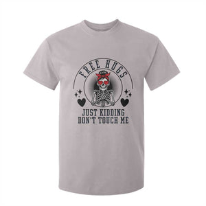 Funny Skeleton Sarcastic Gift T Shirt For Kid Free Hugs Do Not Touch Me TS12 Ice Gray Print Your Wear