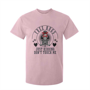 Funny Skeleton Sarcastic Gift T Shirt For Kid Free Hugs Do Not Touch Me TS12 Light Pink Print Your Wear