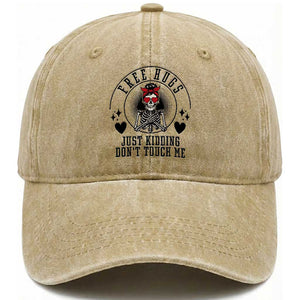 Funny Skeleton Sarcastic Gift Washed Cotton Baseball Cap Free Hugs Do Not Touch Me TS12 Print Your Wear