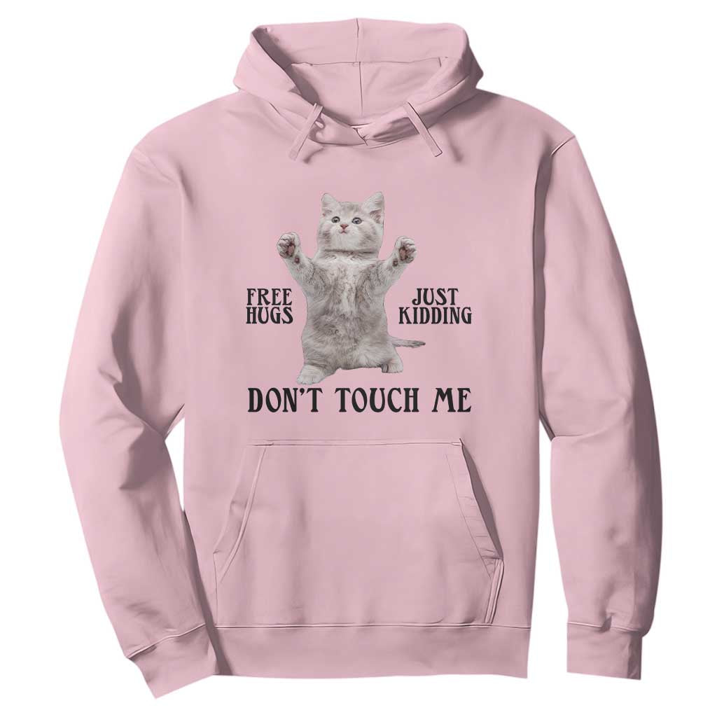 Free Hugs Do Not Touch Me Hoodie Funny Cat Meme TS12 Light Pink Print Your Wear