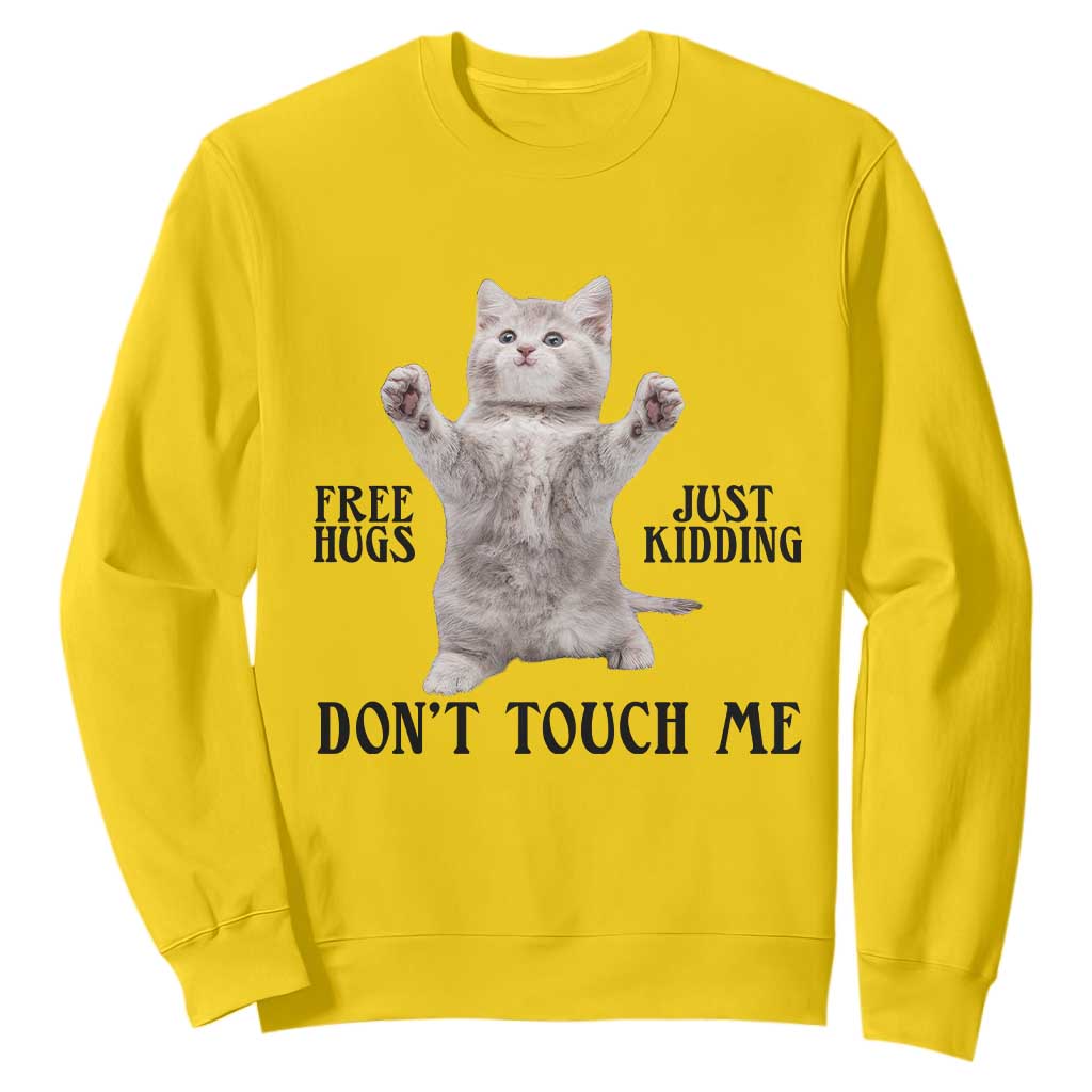 Free Hugs Do Not Touch Me Sweatshirt Funny Cat Meme TS12 Daisy Print Your Wear
