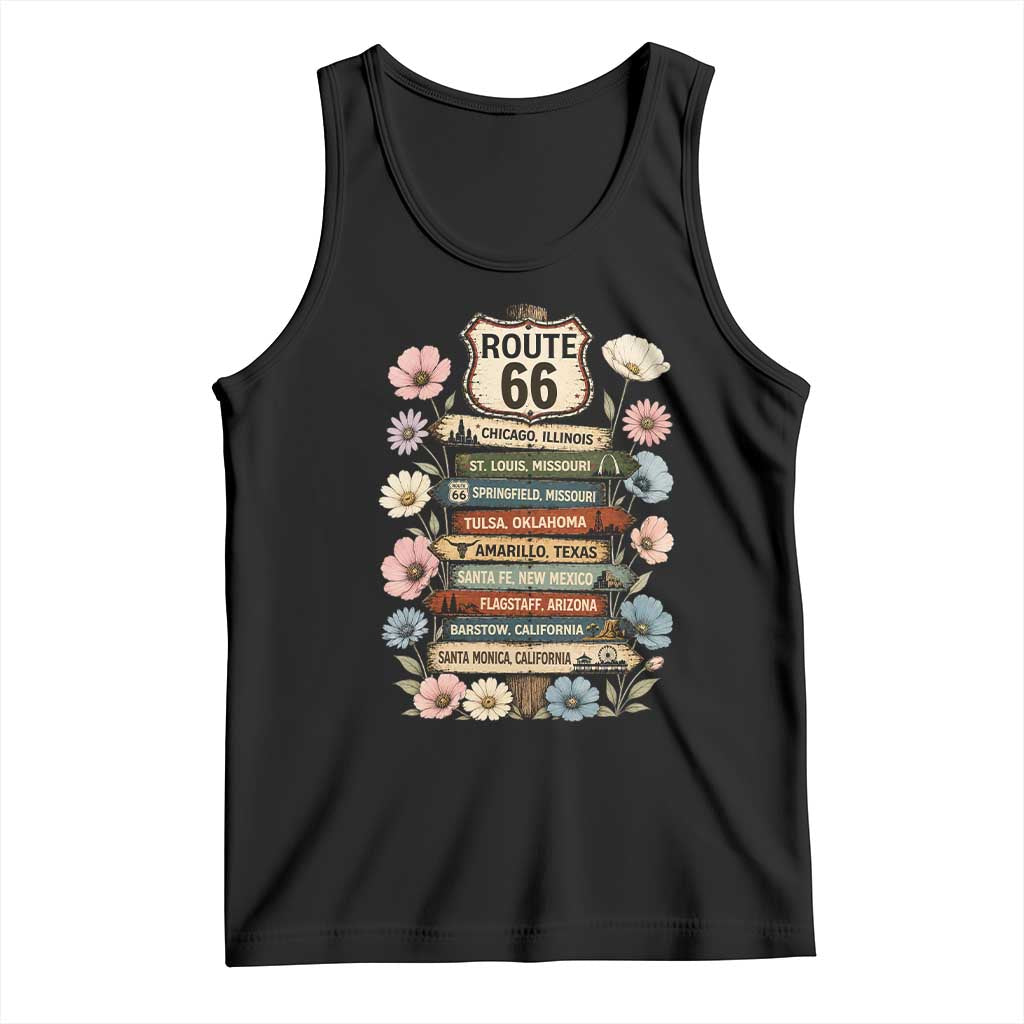 8 States Chicago To Santa Monica Road Trip Gift Tank Top Route Highway 66 Wildflower Sign
