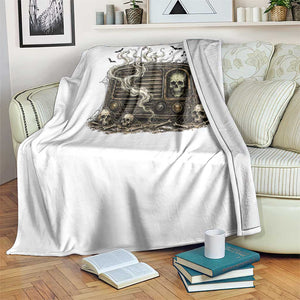 Haunted Radio Halloween Skull Ghost Throw Blanket Spooky Music Distressed Gothic Gift