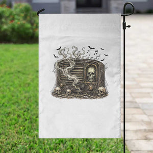 Haunted Radio Halloween Skull Ghost Garden Flag Spooky Music Distressed Gothic Gift