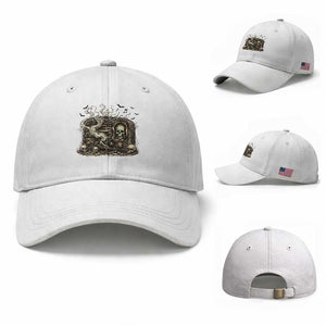 Haunted Radio Halloween Skull Ghost Baseball Cap Spooky Music Distressed Gothic Gift