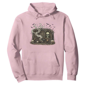 Haunted Radio Halloween Skull Ghost Hoodie Spooky Music Distressed Gothic Gift