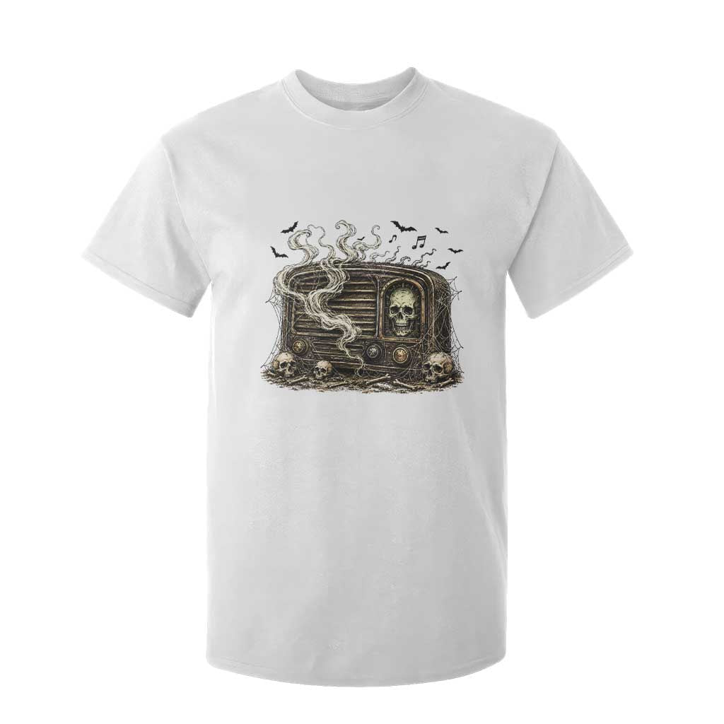 Haunted Radio Halloween Skull Ghost T Shirt For Kid Spooky Music Distressed Gothic Gift