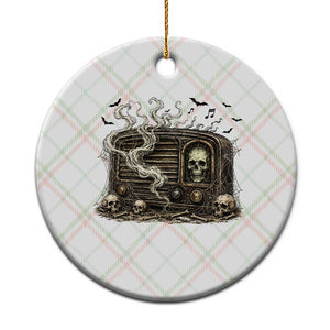 Haunted Radio Halloween Skull Ghost Ceramic Ornament Spooky Music Distressed Gothic Gift