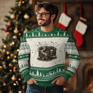 Haunted Radio Halloween Skull Ghost Ugly Christmas Sweater Spooky Music Distressed Gothic Gift