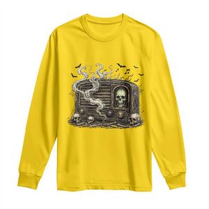 Haunted Radio Halloween Skull Ghost Long Sleeve Shirt Spooky Music Distressed Gothic Gift