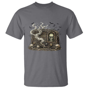 Haunted Radio Halloween Skull Ghost T Shirt Spooky Music Distressed Gothic Gift