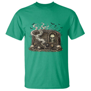 Haunted Radio Halloween Skull Ghost T Shirt Spooky Music Distressed Gothic Gift