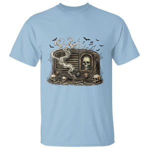 Haunted Radio Halloween Skull Ghost T Shirt Spooky Music Distressed Gothic Gift