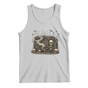Haunted Radio Halloween Skull Ghost Tank Top Spooky Music Distressed Gothic Gift