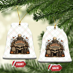 Haunted Funhouse Skeleton Halloween Ceramic Ornament Enter If You Dare Spooky Carnival Gift
