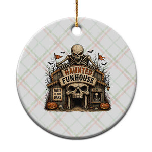 Haunted Funhouse Skeleton Halloween Ceramic Ornament Enter If You Dare Spooky Carnival Gift