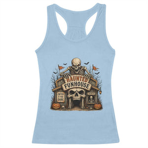 Haunted Funhouse Skeleton Halloween Racerback Tank Top Enter If You Dare Spooky Carnival Gift