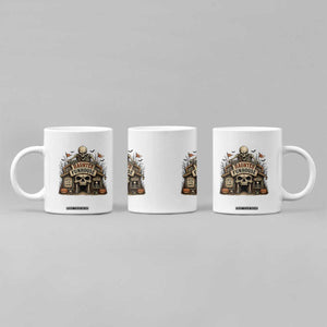 Haunted Funhouse Skeleton Halloween Coffee Mug Enter If You Dare Spooky Carnival Gift