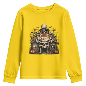Haunted Funhouse Skeleton Halloween Youth Sweatshirt Enter If You Dare Spooky Carnival Gift
