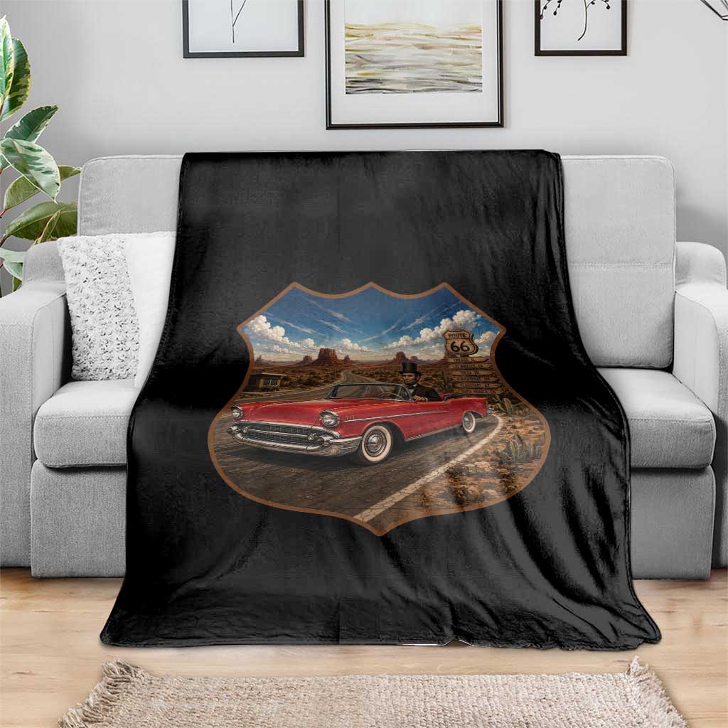 Funny Abraham Lincoln Route Highway 66 Throw Blanket Historical Parody Patriotic Road Trip