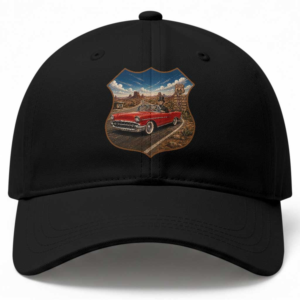 Funny Abraham Lincoln Route Highway 66 Baseball Cap Historical Parody Patriotic Road Trip
