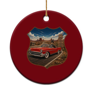 Funny Abraham Lincoln Route Highway 66 Ceramic Ornament Historical Parody Patriotic Road Trip