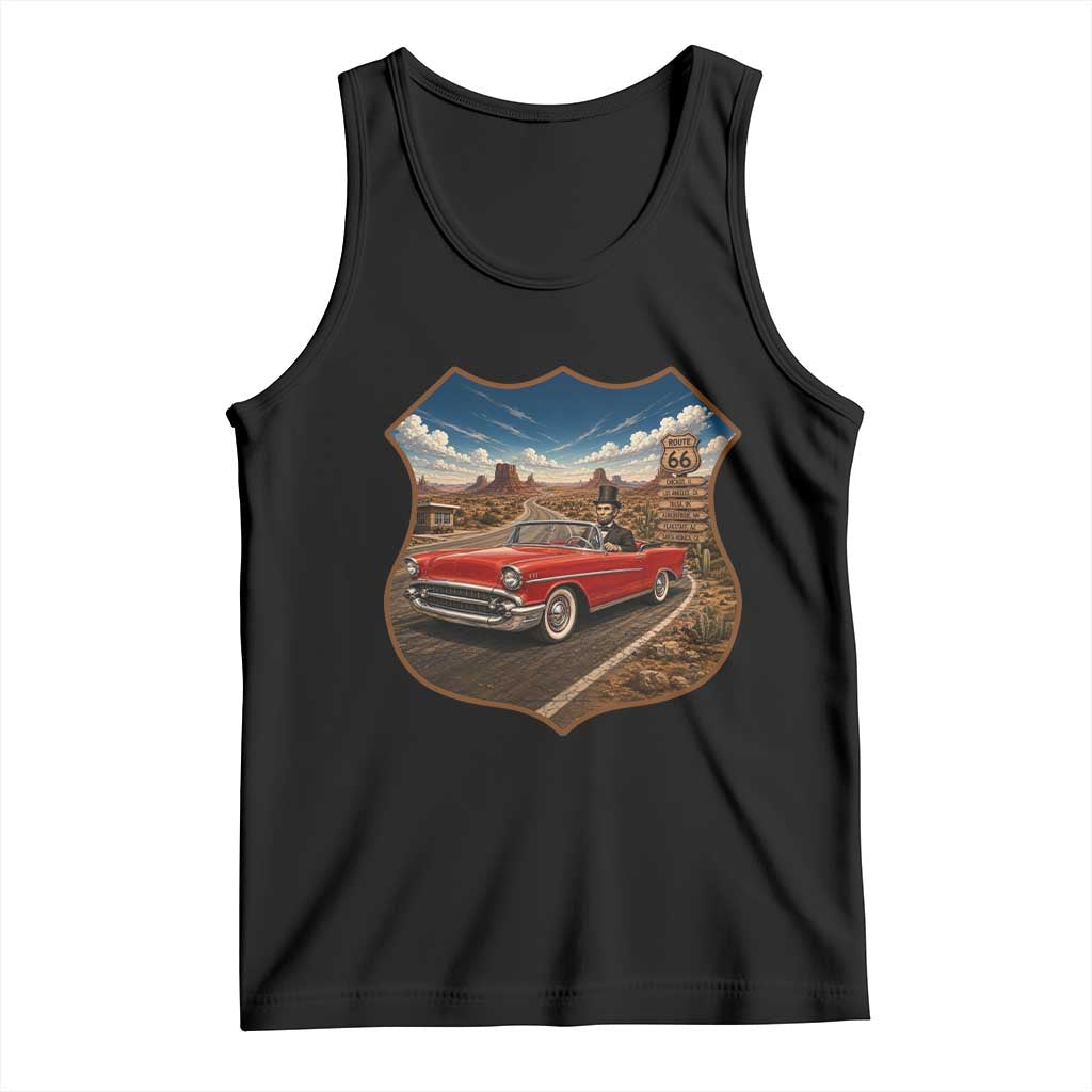 Funny Abraham Lincoln Route Highway 66 Tank Top Historical Parody Patriotic Road Trip