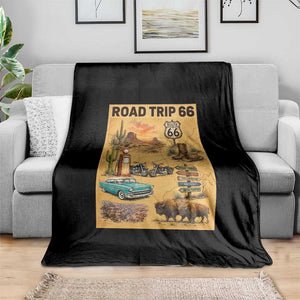 Vintage Route 66 Highway Poster Throw Blanket Open Road Adventure Travel