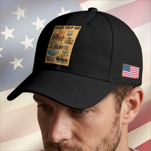 Vintage Route 66 Highway Poster Baseball Cap Open Road Adventure Travel