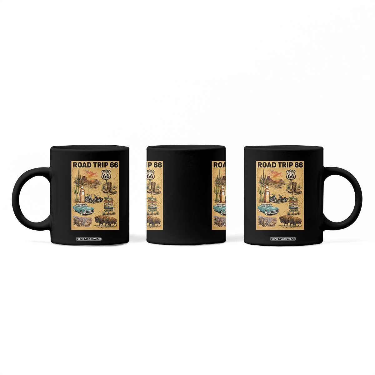 Vintage Route 66 Highway Poster Coffee Mug Open Road Adventure Travel