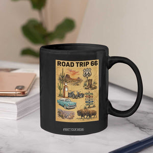 Vintage Route 66 Highway Poster Coffee Mug Open Road Adventure Travel