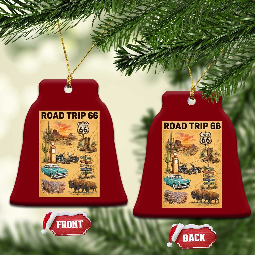 Vintage Route 66 Highway Poster Ceramic Ornament Open Road Adventure Travel