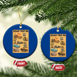 Vintage Route 66 Highway Poster Ceramic Ornament Open Road Adventure Travel