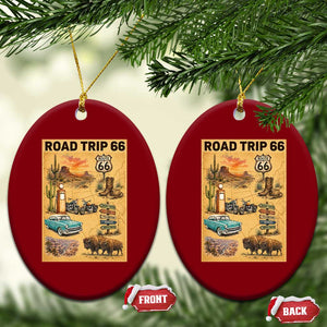 Vintage Route 66 Highway Poster Ceramic Ornament Open Road Adventure Travel
