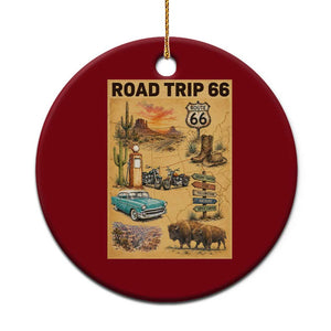 Vintage Route 66 Highway Poster Ceramic Ornament Open Road Adventure Travel