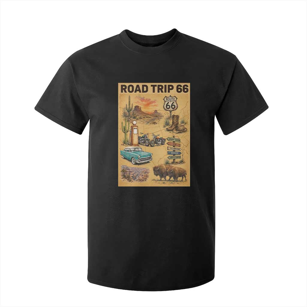 Vintage Route 66 Highway Poster T Shirt For Kid Open Road Adventure Travel