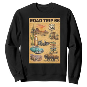 Vintage Route 66 Highway Poster Sweatshirt Open Road Adventure Travel