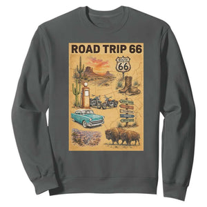 Vintage Route 66 Highway Poster Sweatshirt Open Road Adventure Travel