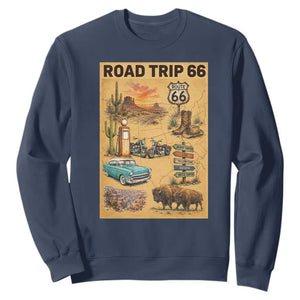 Vintage Route 66 Highway Poster Sweatshirt Open Road Adventure Travel