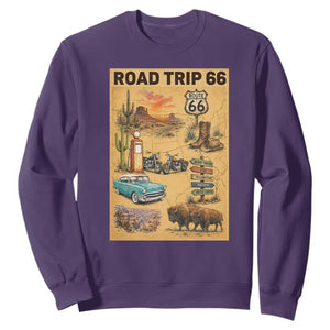 Vintage Route 66 Highway Poster Sweatshirt Open Road Adventure Travel