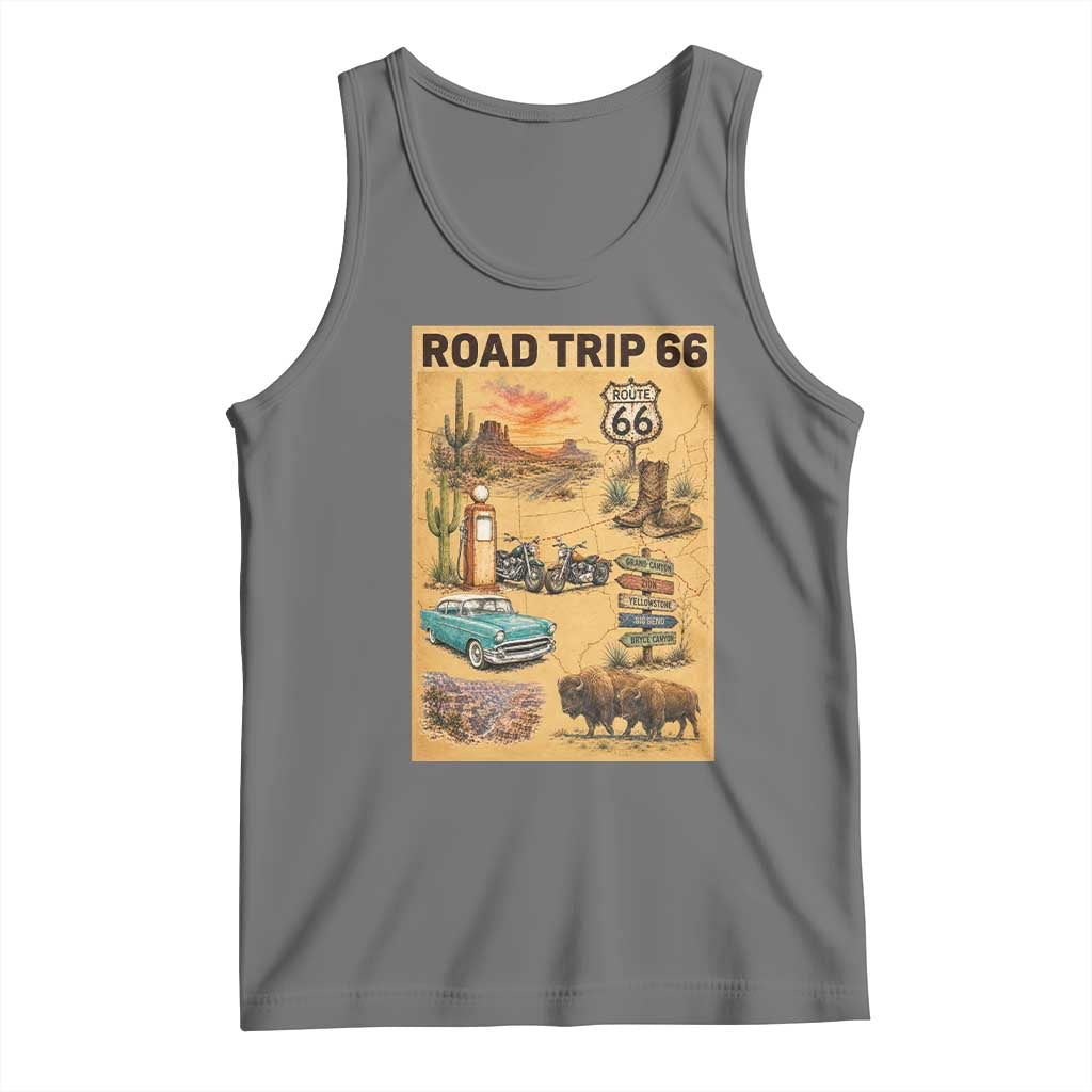 Vintage Route 66 Highway Poster Tank Top Open Road Adventure Travel