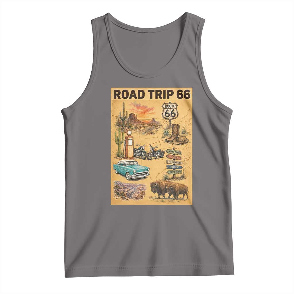 Vintage Route 66 Highway Poster Tank Top Open Road Adventure Travel