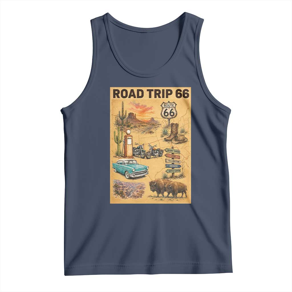 Vintage Route 66 Highway Poster Tank Top Open Road Adventure Travel