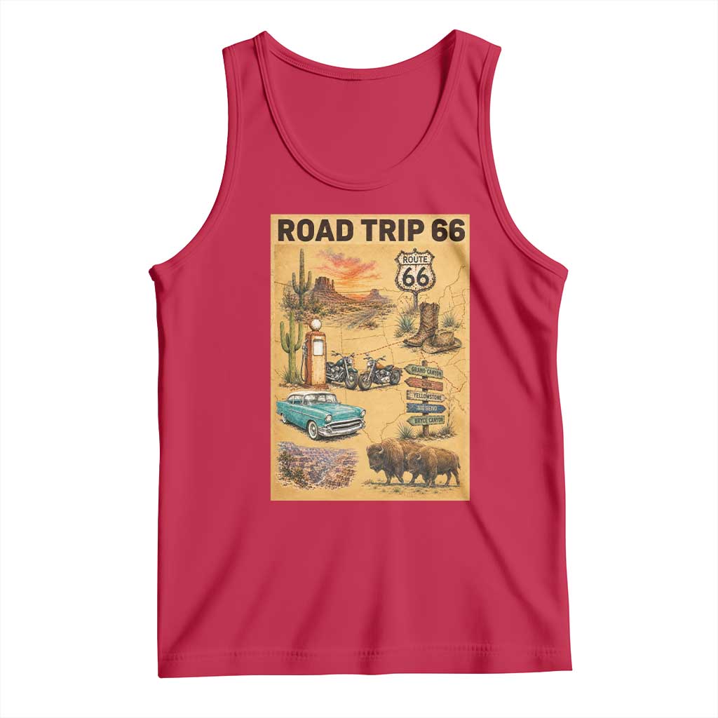Vintage Route 66 Highway Poster Tank Top Open Road Adventure Travel