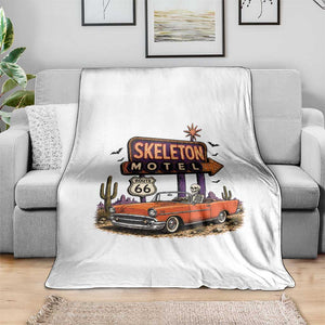 Skeleton Motel Halloween Route Highway 66 Throw Blanket Spooky Road Trip