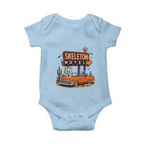 Skeleton Motel Halloween Route Highway 66 Baby Onesie Spooky Road Trip